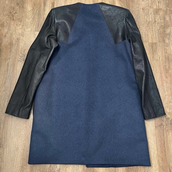 Pierre Balmain Womens Leather Panel Wool Blend Coat Size 30 Luxury Winter‎ - Picture 9 of 12